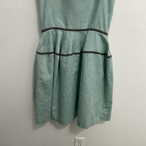 Armani Exchange Light Green Fit And Flare Dress Size 6 Flared Skirt Linen Blend - Picture 8 of 10